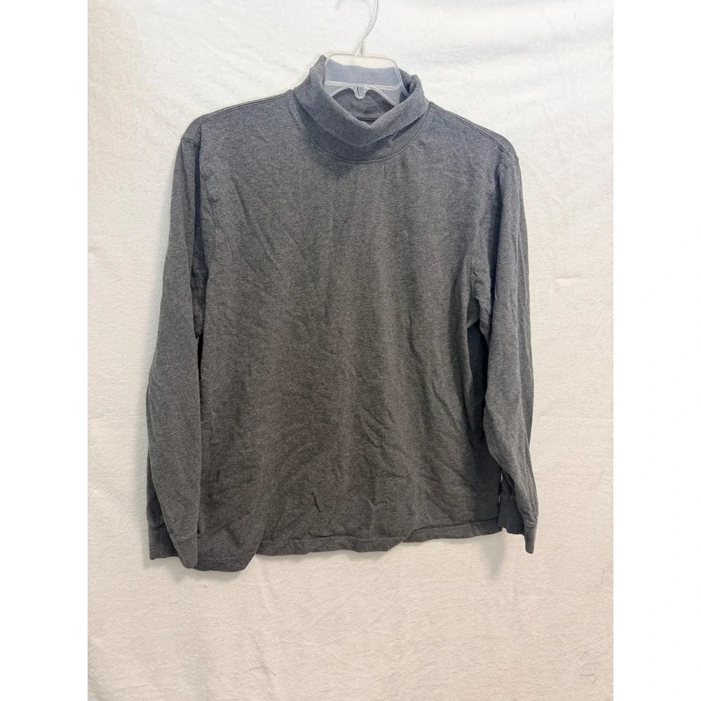 LL Bean Mens Gray Cotton Turtleneck Shirt Traditional Fit Large Reg 508115